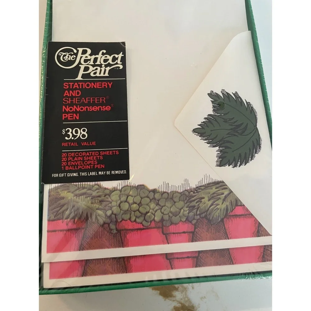 Vintage Stationery & Pen Set Plants‎ Retro Botanical Sheaffer The Perfect Pair